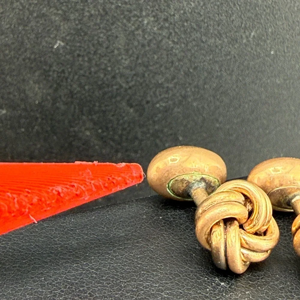 Vintage Love Knot Cufflinks Rose Gold Tone Textured Double Sided READ